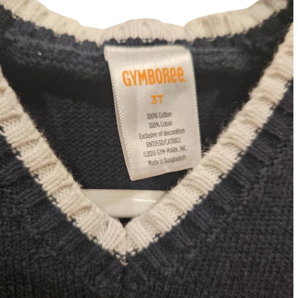 Gymboree Boys 3T Navy Blue Alligator Knit Sweater Vest V-Neck Cotton Preppy 2010